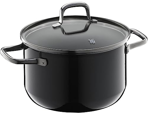 WMF Fusiontec Essential Kochtopf groß, 20 cm, Glasdeckel, Fleischtopf Induktion, 3,7l, High-Tech Keramik, kratzfest, unbeschichtet, schwarz, Made in Germany