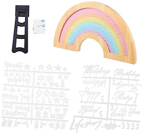 Ciieeo 1 Satz Regenbogen-alphabet-brett Rustikales Nachrichtenbrett Regenbogen-dekor Baby-ankündigungsschild Brieftafel Mit Message-board-zeichen Urlaubsworte Holz Buchstabe Halterung