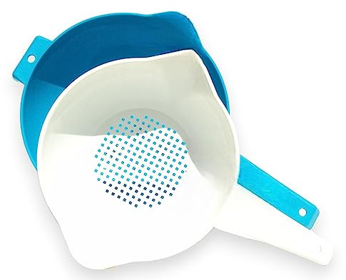 Tupperware 1 Qt and 2 Qt Strainer Set of 2 Colander - 1 Qt White and 2 Qt Blue
