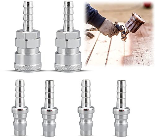 XZEIT 6 connettori per Gas a sgancio rapido, Maschio Femmina 8 mm, ugello per Tubo Flessibile per Camper e roulotte, BBQ/Patio riscaldatore Tubi assemblati (SH20+PH20)