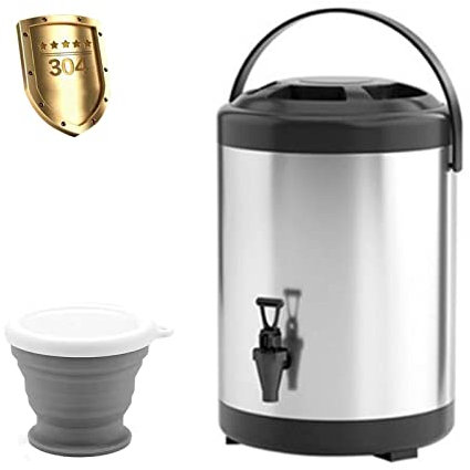 ANSNOW Insulated Beverage Dispenser, Hot & Cold Drinks Dispenser, Milk Tea Bucket Insulated Barrel, Hot Water Kettle Dispenser, with 1X Collapsible Cup/Black/16L
