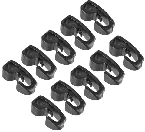 M METERXITY Lot de 20 Crochets en Plastique pour Camping - Boucles de Fixation pour Tente Résistantes, Accessoires pour auvent, Convient au Camping et à la Randonnée (4 Mm, Noir)
