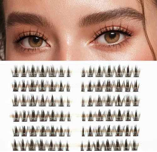 LANKIZ Manga Cluster Wimpern, Braun Einzelne Wimpern, DIY Extensions Fake Lashes, Natürliche Cluster Individual Lashes