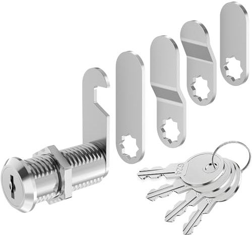 VOCIBO® Briefkastenschloss 35mm, Durchmesser 18mm | 4 Schlüssel, 5 Verschiedene Schlossplatten, Spindschloss, Drawer Lock, Hebelschloss für Briefkästen, Schranktüren