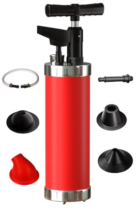 Qcesorib Déboucheur WC Piston de Toilette avec Manomètre, Déboucheur à Pompe Haute Pression avec 4 Ventouses, pour Déboucher Les Évier Lavabo Baignoire Drain de Sol
