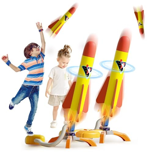 eners 2 Pack Rocket Launcher for Kids, 6 Foam Tipped Rockets, Outdoor Toys for Kids, Boys & Girls, 3-12 Years