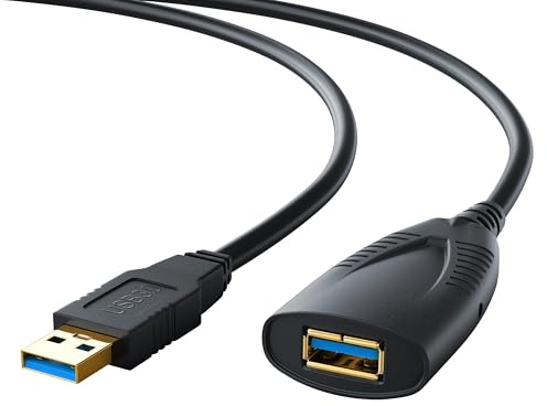 CSL 10m USB 3.2 Active Repeater Cable, Extension Lead with Signal Amplification, USB Male to Female Amplifier Repeater 10 Meters for Printer, Keyboard, Scanner