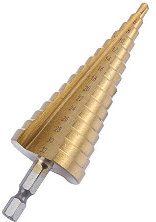Broca Cónica Escalonada Grande HSS de Titanio de, Herramienta Cortadora de Agujeros de 4-32mm para Acero, Latón, Madera y Plástico