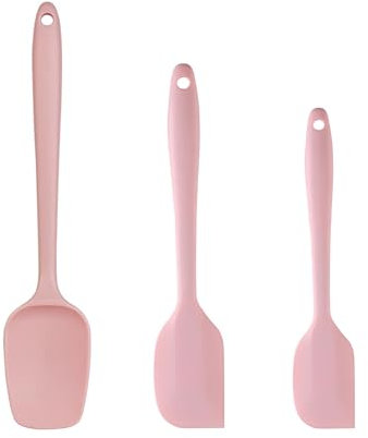 Set di 3 Spatole in Silicone da Cucina, Resistenti al Calore fino a 230°C, con Anima in Acciaio, Design Monopezzo, Senza BPA, Ideali per Pentole Antiaderenti, Impasti e Dolci