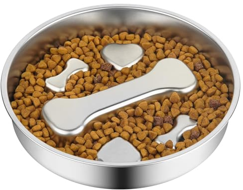 CharmBurst Langsam Fressnapf 2 Cups 304 Stainless Steel Slow Feeder Bowl, Metal Non-Slip Lick Mat, Puppy or Cat Feeding Bowl, Pet Accessories, Puzzle