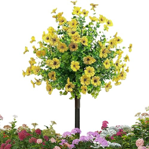 Générique s Artificielles Pourpres pour Extérieur, Artificielle sur Tige, Résistantes UV Violet en Pot Tige Déco pour Balcon Jardin Terrasse