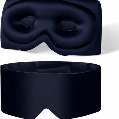 3D Maulbeerseide-Schlafmaske mit Augenmuscheln – Verdunkelungsschlafmaske für Damen & Herren – Tragbare Augenschlafmaske für überall Schlafen