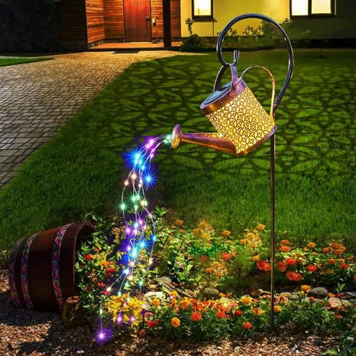 Lámpara Solar Regadera para Exteriores, Linterna Solar con 60 LED, Resistente al Agua IP65, Luz Blanca Cálida para Jardín, Patio, Balcón, Decoración Romántica para Jardín, Bodas, Fiestas, Encantadore