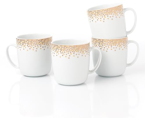 Waterside 4pk Gold Sparkle Porcelain Mugs