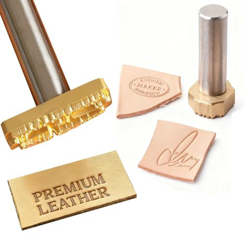 Lederstempel, personalisierbar, Messingstempel für Lederhandwerk, Prägewerkzeug, Geschenk für Lederhandwerker (Gold)
