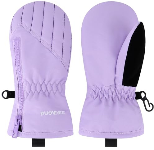 Hpegny Kids Waterproof Winter Snow Gloves Mittens for Toddlers - Zippered Ski Mittens for Baby Boys and Girls(2-4T)