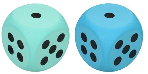 QUARKZMAN 2 Dadi In Schiuma EVA 3.8cm/1.5 Pollici 6 Facce Palline Antistress Compressibili blocco Da Gioco Per Tavolo Per Ridurre Stress E Ansia (Blu, Verde)