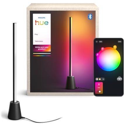 Philips Hue Play Table Lamp, 60cm, Black | White Ambience, RGBWWIC Smart LED, Multicolour Gradient, Bluetooth App Control, TV Sync Requires Hue Bridge and Sync Box