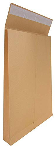 Idena 346096 - Faltentasche B4 haftklebend ohne Fenster, 4 cm Boden, 1000 Stück, braun (250 x 353 x 40 mm, 1000 Stück)