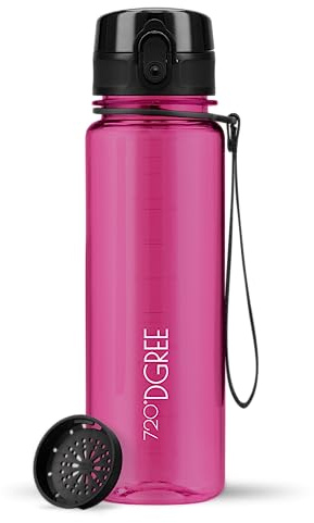 720°DGREE Kinder Trinkflasche 500ml “uberBottle“ crystalClear +Sieb - BPA-Frei, Auslaufsicher - Für Schule, Sport, Fitness - Schmale Wasserflasche aus Tritan - Leicht, Stoßfest, Wiederverwendbar