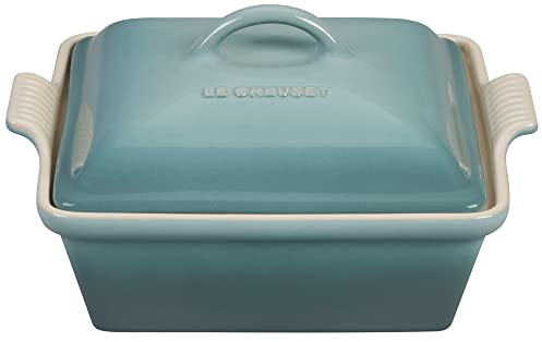 Le Creuset Steingut Heritage Kasserolle mit Deckel, quadratisch, 22,9 cm, Meersalz
