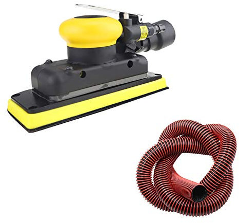 Toplionace Ponceuse Pneumatique 70x198MM, Ponceuse Orbitale à Air Carré Meuleuse de Polisseuse Prête pour Aspirateur Central avec Tube à Vide 5M