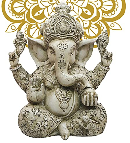 Ganesh Statue Éléphant 30cm/12 Pouce, Bouddha En Résine, Dieu Du Succès, Ornement Décoratif Pour Maison, Table Et Jardin Extérieur, Natural