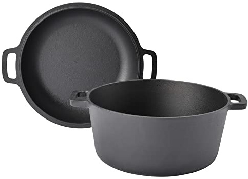 TAINO Casserole en fonte avec couvercle de poêle à néerlandais - 6 l - En fonte