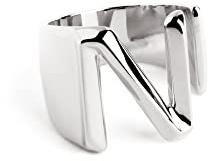 SINGULARU - Anillo Personalizado Letter Signet. Macizo Ajustable. Latón con Acabado Baño de Oro de 18 Kt. Talla Unica. Joyas para Mujer. Letra A-Z