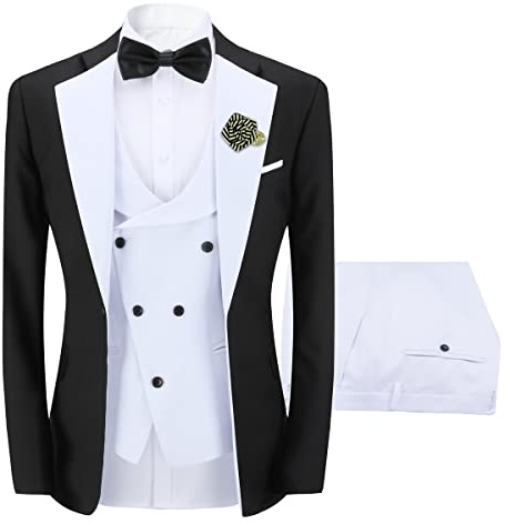 Sliktaa Traje de 3 piezas para hombre, con un botón, ajustado, formal, para boda, cena, chaleco y pantalones, multicolor