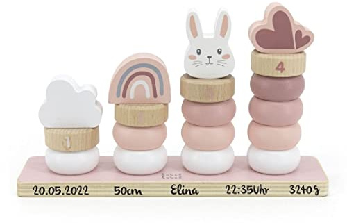 Gioco impilabile coniglietto rosa | etichetta | regalo per bambini | personalizzato