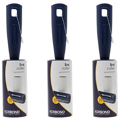 Korbond 3 Pack Lint Rollers – 105 Sticky Easy to Peel Paper Sheets - Suitable for ALL FABRIC TYPES