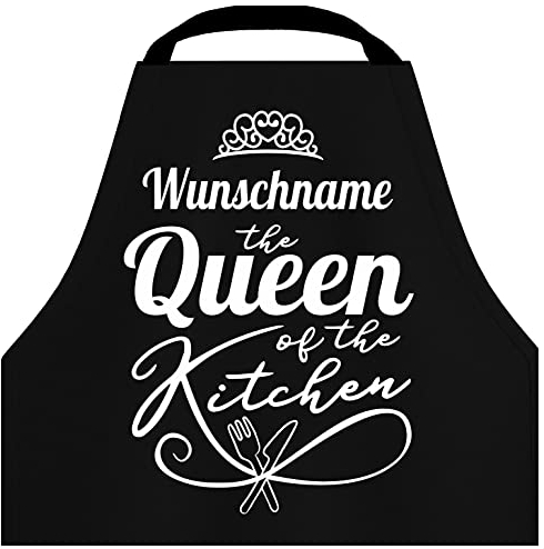 Shirtoo Kochschürze Queen of the Kitchen - Personalisiert mit Namen - für Frauen - Lustiges Geschenk zum Geburtstag oder zu Weihnachten