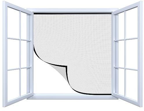 Door easy Fliegengitter Fenster 2er Set - 150x130cm schwarz - Insektenschutz Fensternetz - Moskitoschutz für Fenster-Rahmen - Mückenschutz Insektengitter ohne Bohren