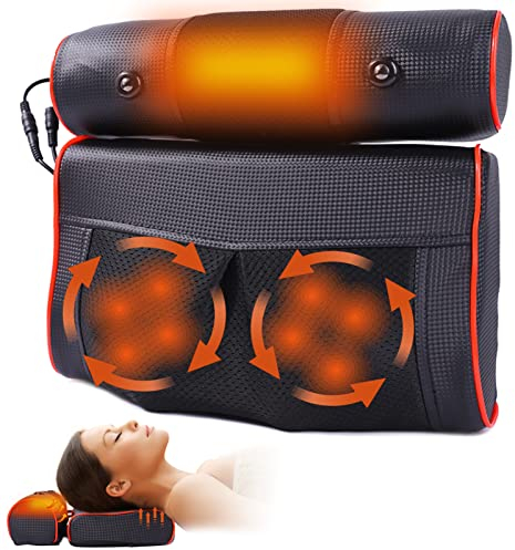 Shiatsu Massagegerät Rücken Massagekissen nackenmassagegerät mit wärme Geschenke für Eltern Ehefrau Ehemann, 3 Geschwindigkeiten & Timer (black)
