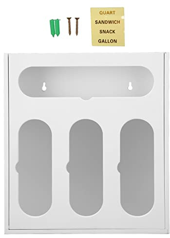 Bambu Ziplock Bag Förvaringsorganisator, Polerad Finish Låddesign Matpåse Förvaringslåda Dispenser Kök Plastpåsar Förvaringsorganisation Hållare För Smörgås, Nötter, Kakor(Vit)