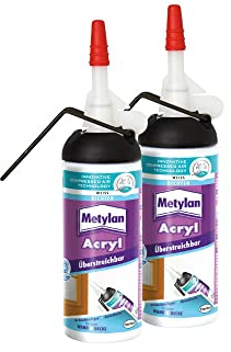 Metylan Struktur Acryl Wand und Decke, dehnfäige Dichtmasse für Anschlussfugen, mit easy pulse System für direkten Gebrauch ohne Katuschen Pistole, altweiss, 2x100ml