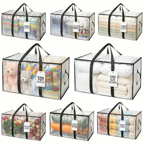 ClearSpace Bolsas de mudanza o bolsa de almacenamiento de gran tamaño, cajas de mudanza grandes con correas de mochila, cremalleras y asas, bolsas de embalaje resistentes para mudanzas, dormitorios