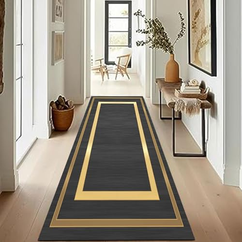 Tappeto passatoia stretto grigio per corridoio, passatoia con design con cornice dorata per scale sala cucina, larghezza tappeti lunghi - 60 cm 70 cm 80 cm 100 cm Tappetino ( Size : 70×150cm )
