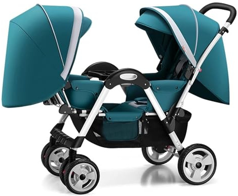 Standardkinderwagen Zwillings-Kinderwagen, kompakter Kinderwagen, verstellbare Rückenlehne, Baldachin, bequemer Kinderwagen für Neugeborene, faltbarer Reise-Kinderwagen