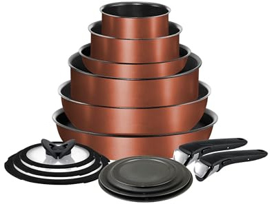 T-fal Ingenio Expertise Antihaft-Kochgeschirr-Set, 14-teilig, Induktion, ofenfest, 500 F, stapelbar, Töpfe und Pfannen, Wohnmobil, Camping, Bratpfannen, spülmaschinenfest, abnehmbarer/abnehmbarer