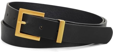 XZQTIVE Damen Ledergürtel für Jeans Taillen Mode Damen Gürtel mit Goldschnalle Schwarzer Gürtel für Frauen, M, schwarz mit altgoldener schnalle