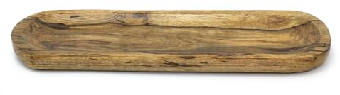Carousel Home Mango Wood Serving Dish Plate Platter Oval Dish | Hand Crafted Rectangle Serving Platter Graze Board Snack Board | Wooden Sharing Platter Food Board For Appetisers - 38cm
