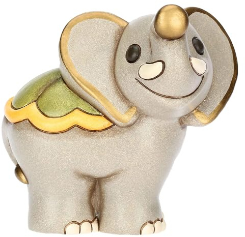 THUN, Elefante Elly in Ceramica Decorata a Mano, Versione Media, Idea Regalo, 11.5 x 7.8 x 12 cm h