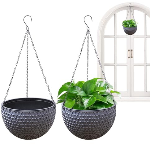 Generisch 2 Stück Hängende Blumentöpfe, Selbstbewässerung Hängepflanztöpfe Mit Ablaufloch, Bienenwabe Blumenampel Hängetopf Für Balkon, Fenster, Decke, Garten, OM21HDCJ5B7SSJJA