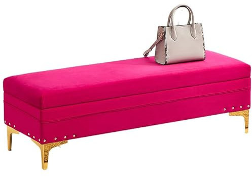 Moderne Ottomane-Bank mit Aufbewahrung, luxuriöse Aufbewahrungsbank, gepolsterte Bettbank mit Stauraum, getuftete Schuhbank für den Eingangsbereich, Wohnzimmer (Farbe: Rosa, Größe: