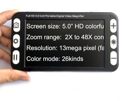 Loupe de 5,0 pouces pour la lecture, loupe numérique vidéo portable, aides à la lecture électroniques, loupe de lecture numérique portable avec lumière, pour lire, écrire, visualiser des cartes