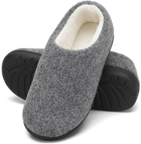 Mishansha Zapatillas de Estar por Casa Hombre Mujer Zapatos de Casa Invierno Cálido con Memory Foam Pantuflas Cómodas Antideslizante para Exterior e Interior, Gris, 42/43 EU