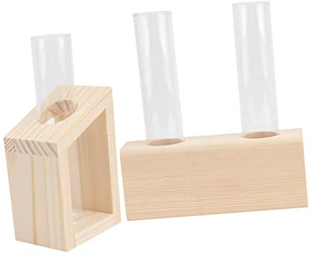 CORHAD 2stücke Nordische Vasen Für Wasserpflanzen Kreative Glasblumenvase Mit Holzständer Für Hydroponik Und Tischdekoration Für Wohn Und Bürogestaltung