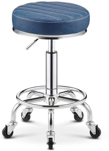 Rollhocker Hocker auf Rädern, robuster, hydraulisch verstellbarer Schönheitshocker, runder Stuhl, Zeichenstuhl, Roll-Drehhocker mit Rädern und Kissen für das Home-Office, Schönheitssalon, Friseur